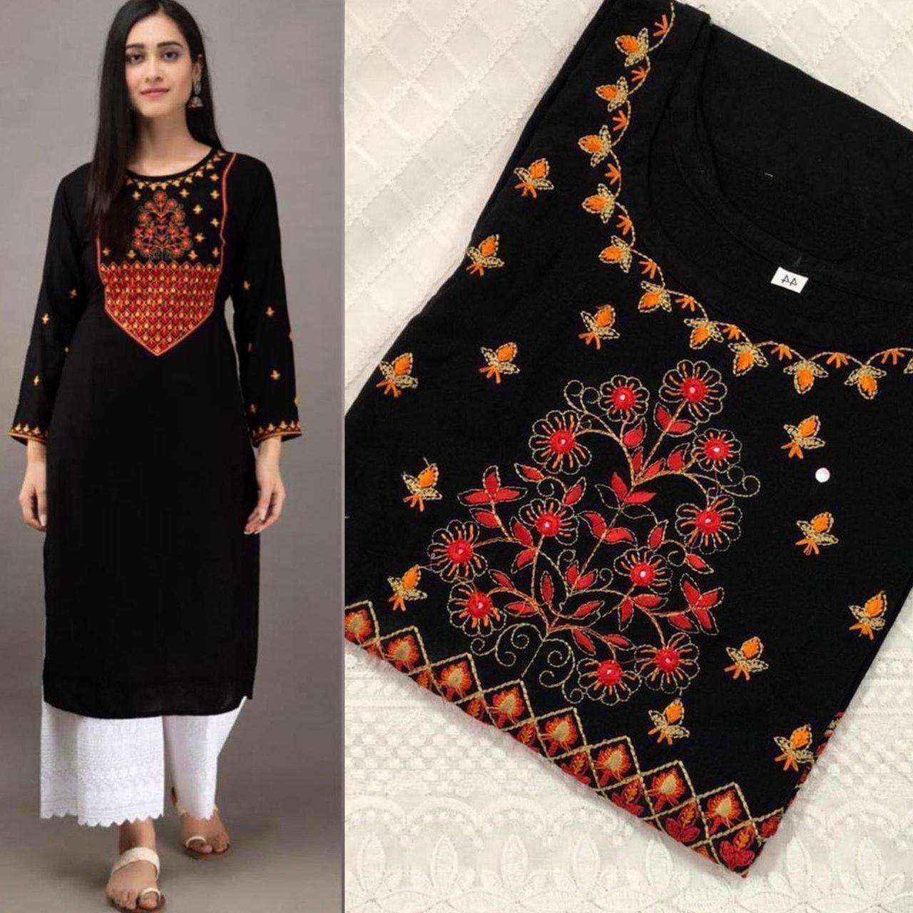 Women's Embroidery Black Kurti Plazo set Party wear – mahezon