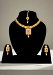 Antique Matte Gold Earring, Maang tikka & Necklace set