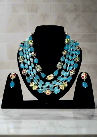 Blue golden bead Necklace set