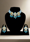 Blue Golden Meenakari Beads Necklace set