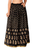 Designer Mart Black Ethnic Print Maxi Skirt - Designer mart