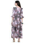 Designer Mart Brown Rayon Maxi Gown Dress - Designer mart