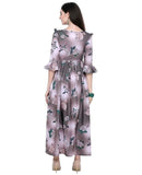 Designer Mart Brown Rayon Maxi Gown Dress - Designer mart