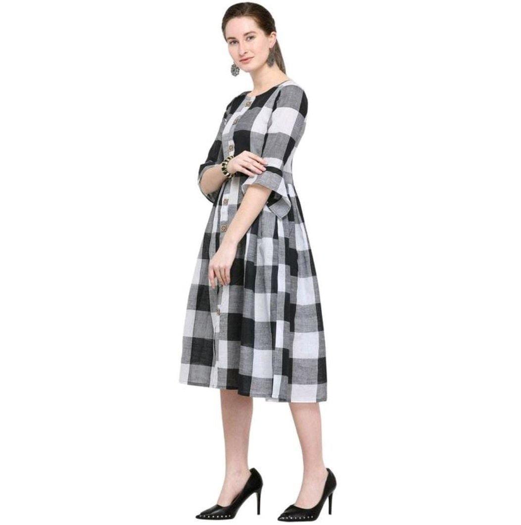 Blue Ladies Crepe Checked Midi Dress, Size: XL at Rs 175/piece in New Delhi  | ID: 2851721529991