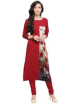 Designer Mart Women Maroon Crepe Straight Kurti - Designer mart