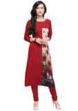 Designer Mart Women Maroon Crepe Straight Kurti - Designer mart