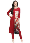 Designer Mart Women Maroon Crepe Straight Kurti - Designer mart