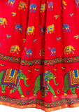 Red Ethnic Print Maxi Skirt - Designer mart