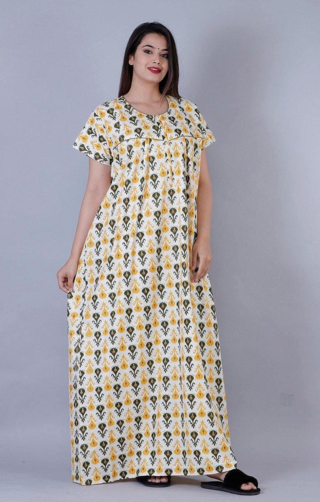 Women's Premium Cotton Block Printed Night Gown